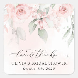 Blush Flowers, Pink Flowers, Boho, Vrijgezellenfee Vierkante Sticker