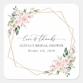 Blush Flowers, Pink Flowers, Boho, Vrijgezellenfee Vierkante Sticker