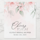 Blush Flowers, Pink Flowers, Boho, Vrijgezellenfee Wijn Etiket (Enkel label)