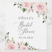 Blush Flowers, Pink Flowers, Boho, Vrijgezellenfee Wijn Etiket (Enkel label)