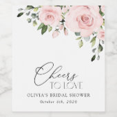 Blush Flowers, Pink Flowers, Boho, Vrijgezellenfee Wijn Etiket (Enkel label)