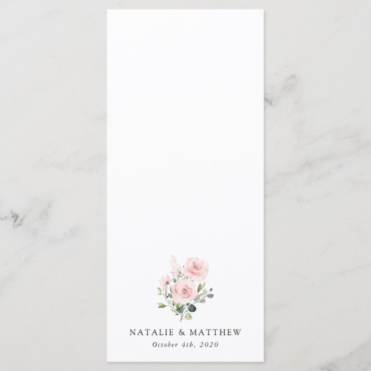 Blush Flowers, Pink Flowers, Boho, Wedding Menu (Achterkant)