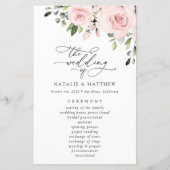 Blush Flowers, Pink Flowers, Boho, Wedding Program (Voorkant)