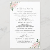Blush Flowers, Pink Flowers, Boho, Wedding Program (Achterkant)