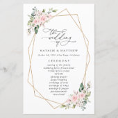 Blush Flowers, Pink Flowers, Boho, Wedding Program (Voorkant)