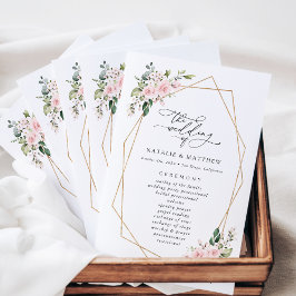 Blush Flowers, Pink Flowers, Boho, Wedding Program