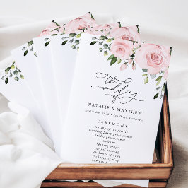 Blush Flowers, Pink Flowers, Boho, Wedding Program