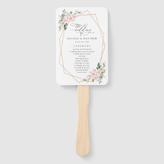 Blush Flowers, Pink Flowers, Boho, Wedding Program Handwaaier (Voorkant)