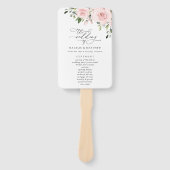 Blush Flowers, Pink Flowers, Boho, Wedding Program Handwaaier (Voorkant)