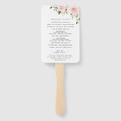 Blush Flowers, Pink Flowers, Boho, Wedding Program Handwaaier (Achterkant)