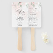 Blush Flowers, Pink Flowers, Boho, Wedding Program Handwaaier (Voorkant en achterkant)