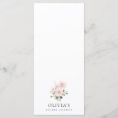 Blush Flowers, Pink Flowers, Bridal Shower Menu (Achterkant)