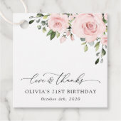 Blush Flowers, Pink Flowers, Greenery, Birthday Bedankjes Labels (Voorkant)