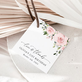 Blush Flowers, Pink Flowers, Greenery, Birthday Bedankjes Labels