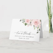 Blush Flowers, Pink Flowers, Greenery, Birthday Bedankkaart (Voorkant)
