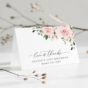 Blush Flowers, Pink Flowers, Greenery, Birthday Bedankkaart