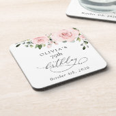 Blush Flowers, Pink Flowers, Greenery, Birthday Bier Onderzetter (Linkerzijde)