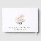Blush Flowers, Pink Flowers, Greenery, Birthday Gastenboek (Achterkant)