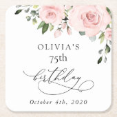 Blush Flowers, Pink Flowers, Greenery, Birthday Kartonnen Onderzetters (Voorkant)