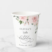 Blush Flowers, Pink Flowers, Greenery, Birthday Papieren Bekers (Voorkant)