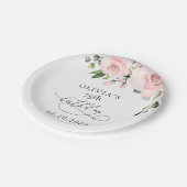 Blush Flowers, Pink Flowers, Greenery, Birthday Papieren Bordje (Gekanteld)