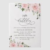 Blush Flowers, Pink Flowers, Greenery, Birthday Vellum Uitnodigingen (Voorkant)