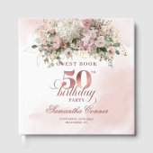 Blush Flowers Rose Gold Greenery 50th Birthday   Gastenboek (Voorkant)