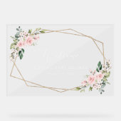 Blush Flowers, roze bloemen, Baby shower Welcome Acryl Bord (Voorkant)