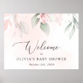 Blush Flowers, roze bloemen, Baby shower Welcome Poster (Voorkant)