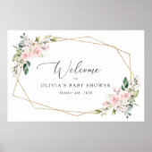 Blush Flowers, roze bloemen, Baby shower Welcome Poster (Voorkant)