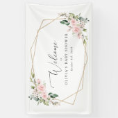 Blush Flowers, roze bloemen, Baby shower Welcome Spandoek (Verticaal)