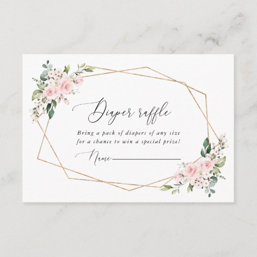 Blush Flowers, roze bloemen, Boho, luieraffle Informatiekaartje (Voorkant)