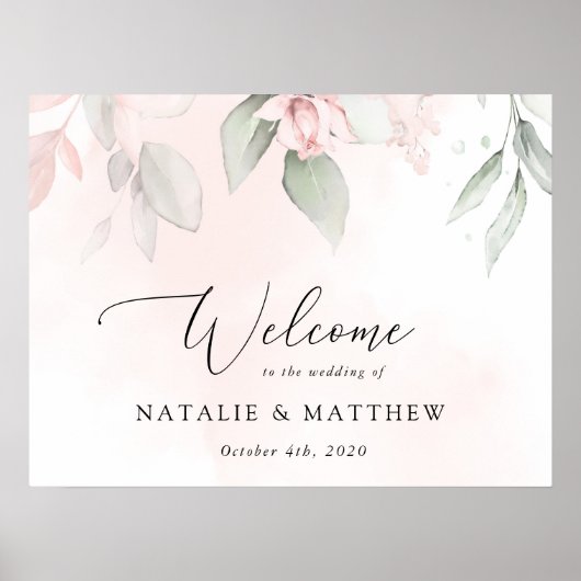 Blush Flowers, roze bloemen, Boho, Weddenschap Poster (Voorkant)