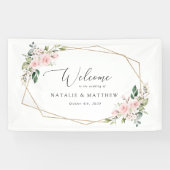 Blush Flowers, roze bloemen, Boho, Weddenschap Spandoek (Horizontaal)