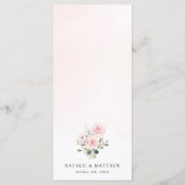 Blush Flowers, roze bloemen, Greenery, Weddenschap Menu (Achterkant)