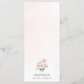 Blush Flowers, roze bloemen, menu Vrijgezellenfees (Achterkant)