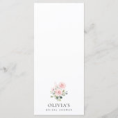 Blush Flowers, roze bloemen, menu Vrijgezellenfees (Achterkant)