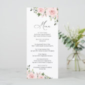Blush Flowers, roze bloemen, menu Vrijgezellenfees (Staand voorkant)