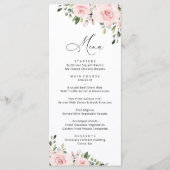 Blush Flowers, roze bloemen, menu Vrijgezellenfees (Voorkant)