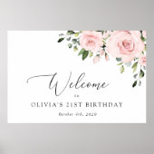 Blush Flowers, Roze Flowers, Birthday Welcome Poster (Voorkant)
