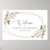 Blush Flowers, Roze Flowers, Birthday Welcome Poster (Voorkant)