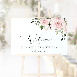 Blush Flowers, Roze Flowers, Birthday Welcome Poster