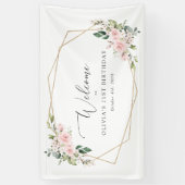 Blush Flowers, Roze Flowers, Birthday Welcome Spandoek (Verticaal)