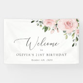 Blush Flowers, Roze Flowers, Birthday Welcome Spandoek (Horizontaal)