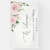 Blush Flowers, Roze Flowers, Birthday Welcome Spandoek (Verticaal)