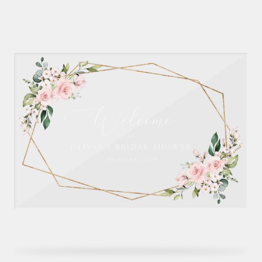 Blush Flowers, Roze Flowers, Boho, Bridal Welcome Acryl Bord (Voorkant)