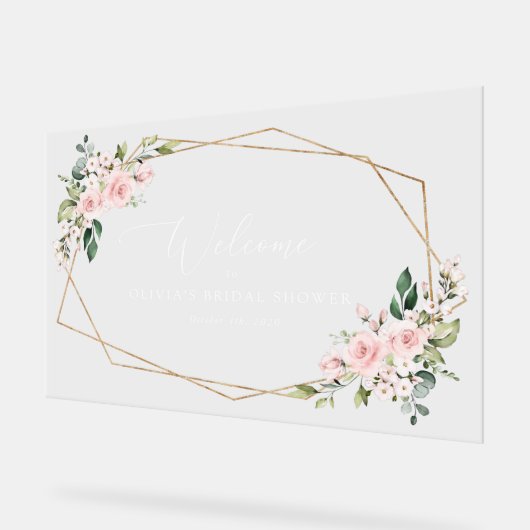 Blush Flowers, Roze Flowers, Boho, Bridal Welcome Acryl Bord (Hoek)