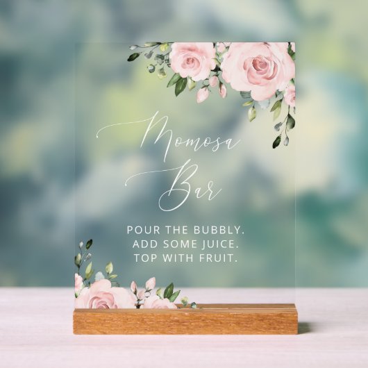 Blush Flowers, Roze Flowers, Boho, Momosa Bar Acryl Bord (Neutraal)