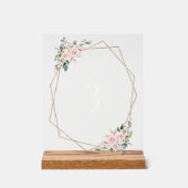 Blush Flowers, Roze Flowers, Boho, Table Numbers Acryl Bord (Voorkant)