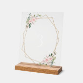 Blush Flowers, Roze Flowers, Boho, Table Numbers Acryl Bord (Hoek)